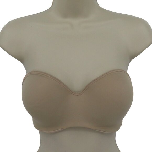 Bali 36C 6562 One Smooth U Underwire Bra Solid Beige Lined Strapless No Straps - Picture 1 of 13